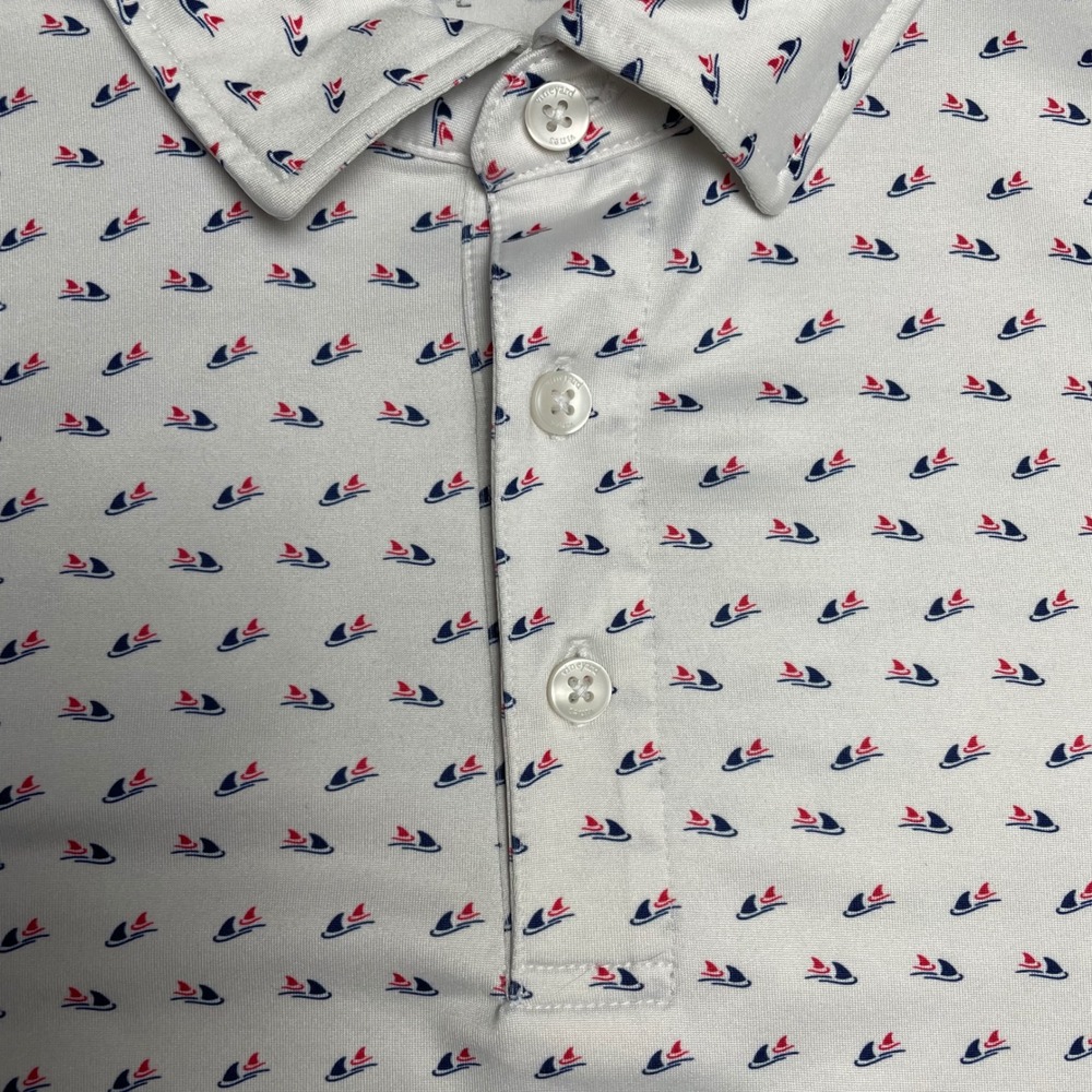 Vineyard Vines Performance Polo Shirt Mens Large White Sailboat Print Golf L - Picture 3 of 10
